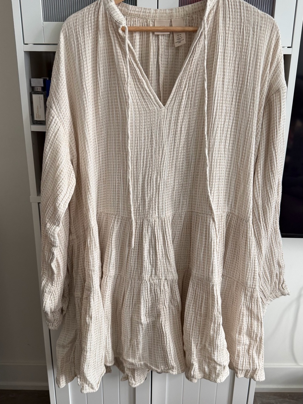 Lightweight Cream Textured Tunic Dress